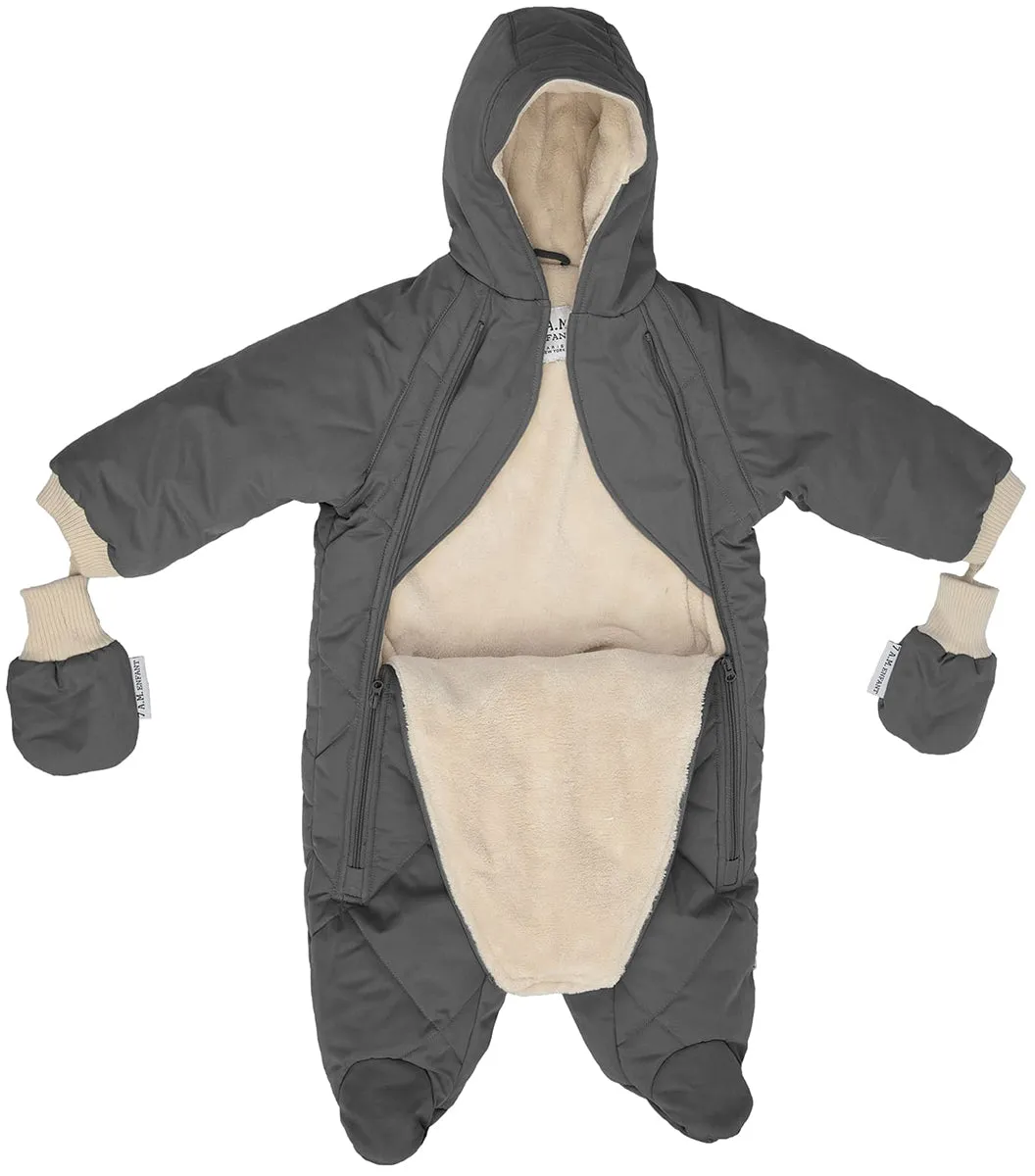 7 A.M. Enfant Snowsuit Bebe - Benji - Smokey Grey Quilted (6-12m)