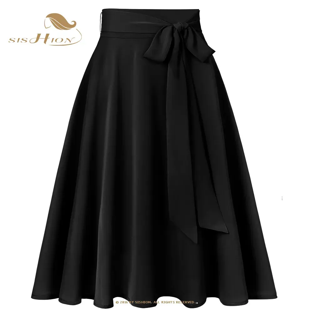 Boutique Fashion Chiffon Skirt All Season Long High Waist Midi Lace Up Skirt