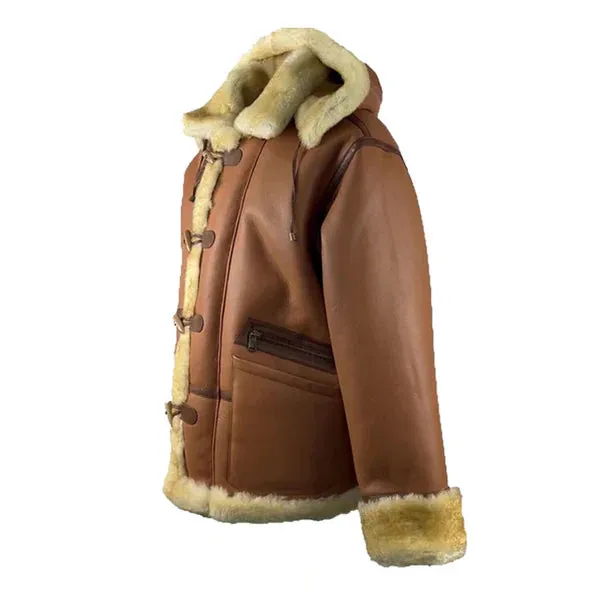 Brown Steve Hart Tan Duffle Real Leather Coat