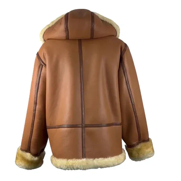 Brown Steve Hart Tan Duffle Real Leather Coat