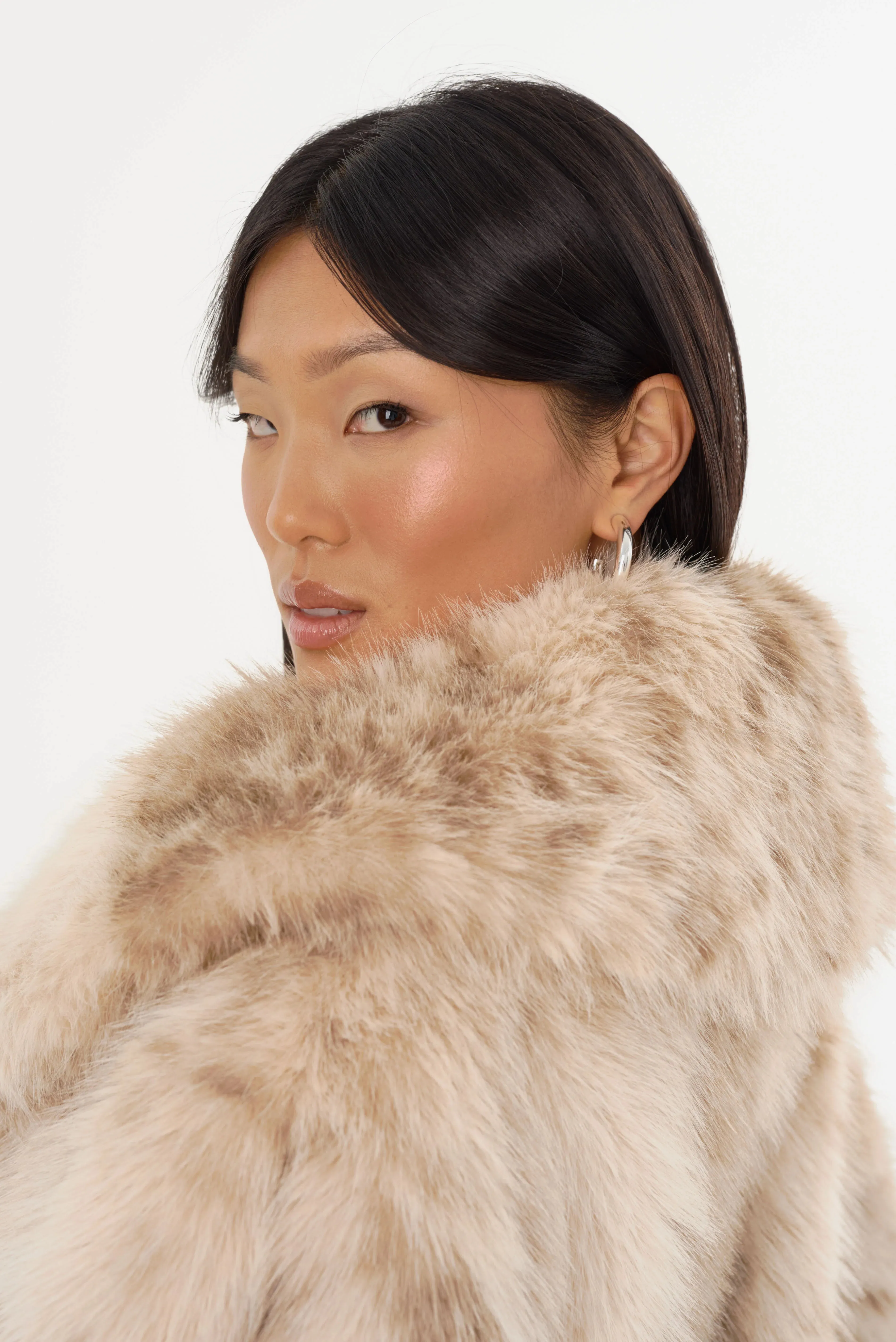 Lamarque Danika Leopard-Printed Faux Fur Cropped Coat - Beige Leopard