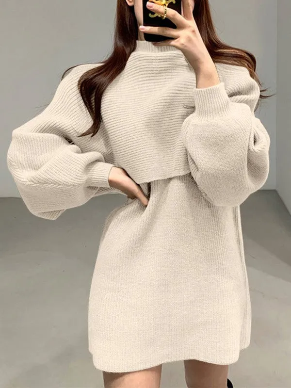 Long Sleeve Crop Top & Sweater Dress Set