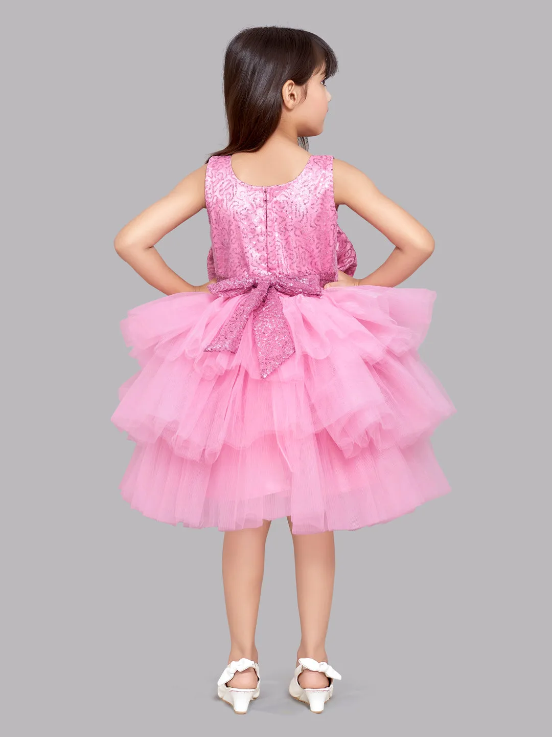 Rose Sequins and Layers Party Dress