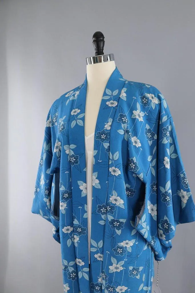 Vintage Floral Silk Kimono Cardigan